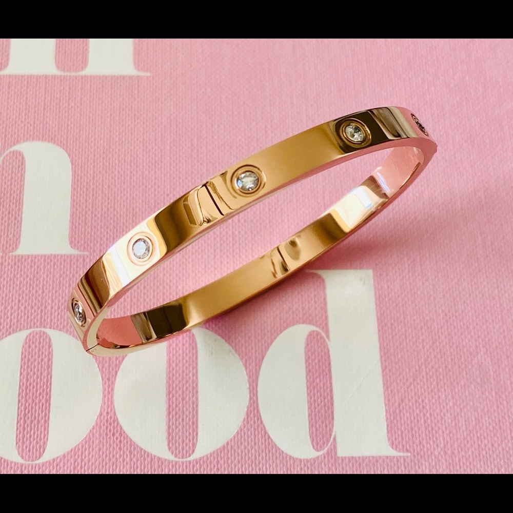 Rose Gold Bangle Bracelets with Stones